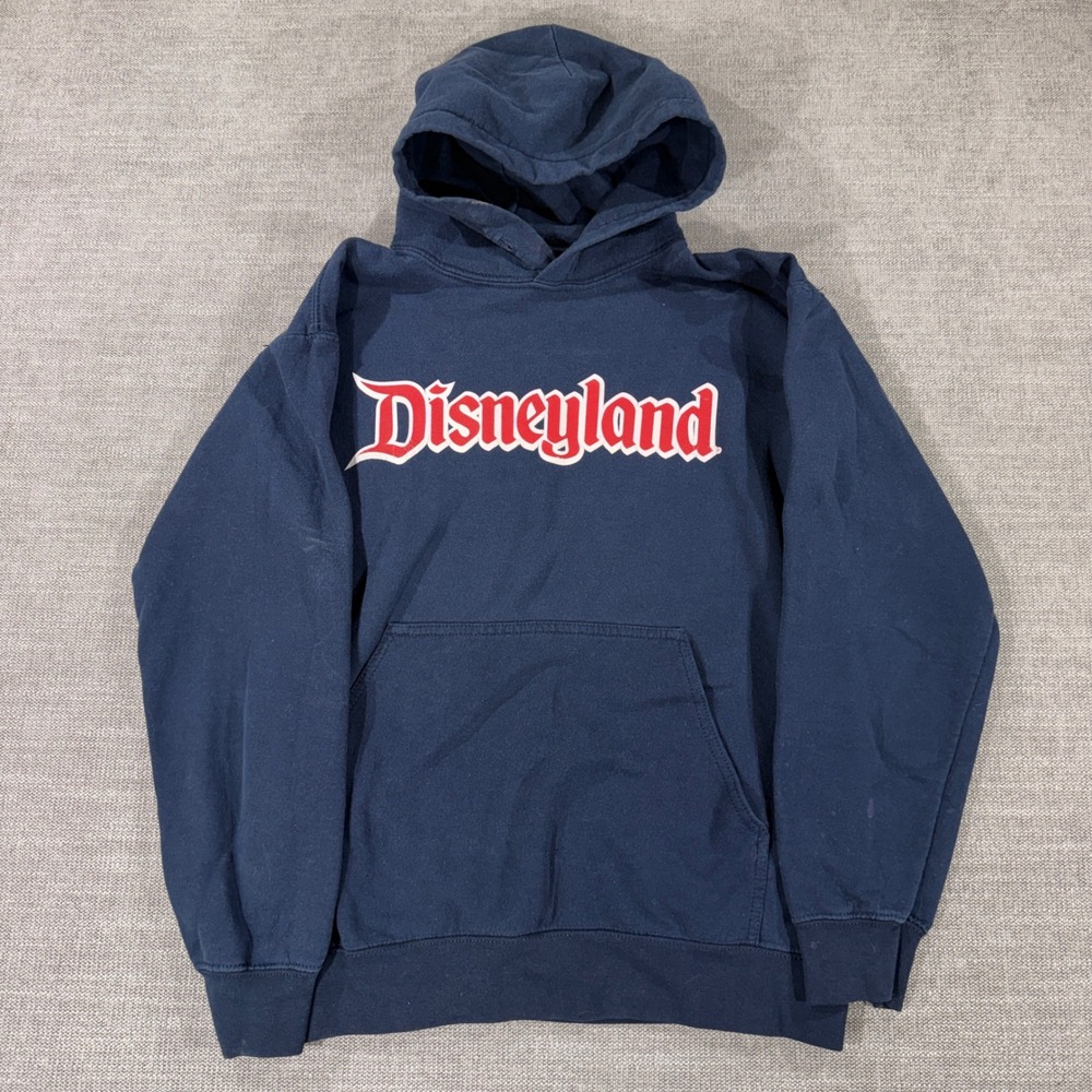 Disney Disneyland Resort Hoodie Youth L Navy Blue Graphic Pullover Sweatshirt